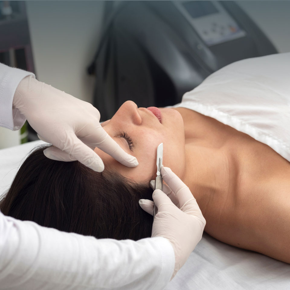 mishawaka woman receiving dermaplaning to face